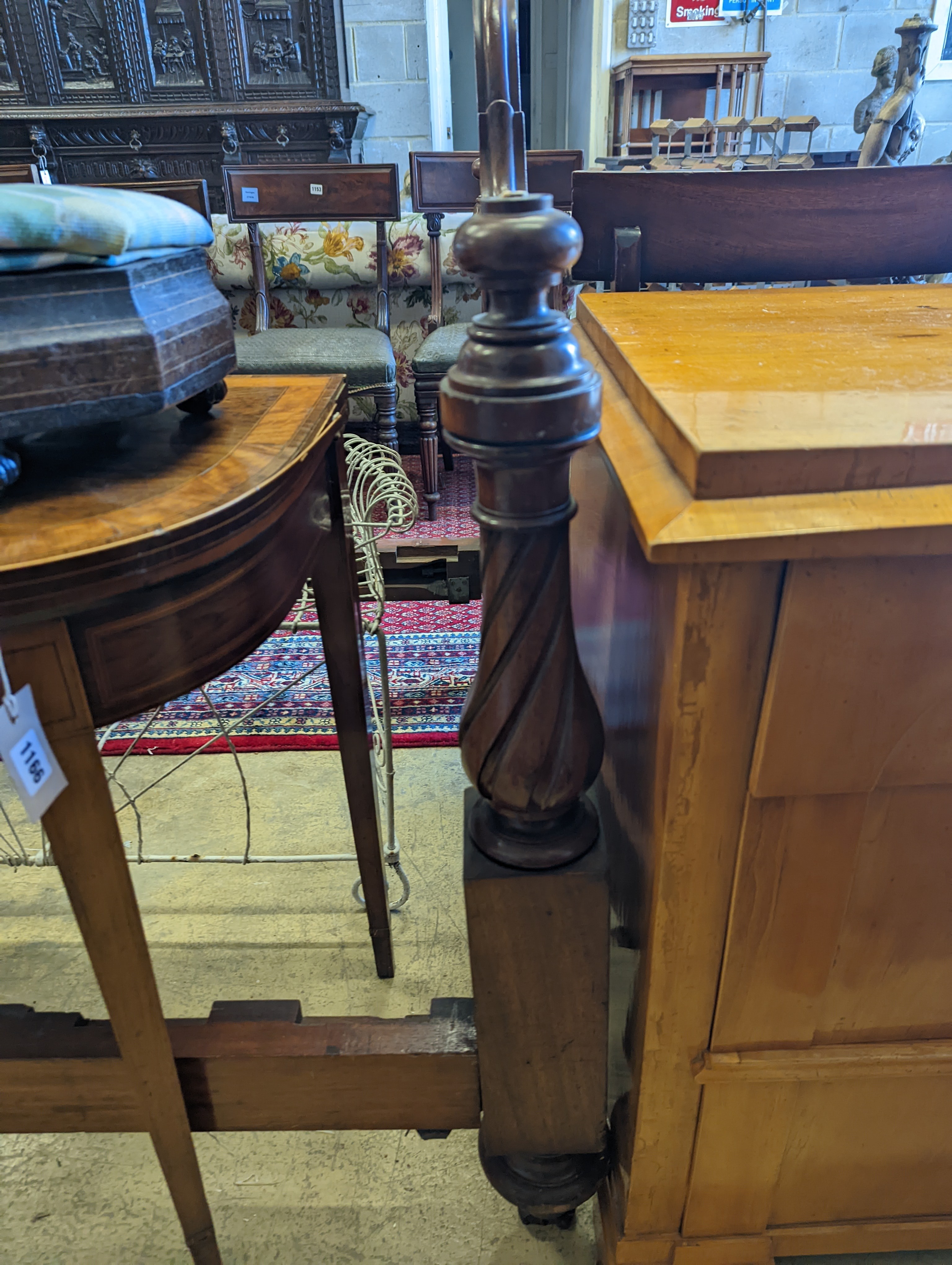 A pair of Victorian mahogany single bed frames, length 210cm, width 107cm